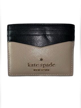 Kate Spade Black/Toasted Hazelnut Staci Saffiano Leather Slim Card Holder